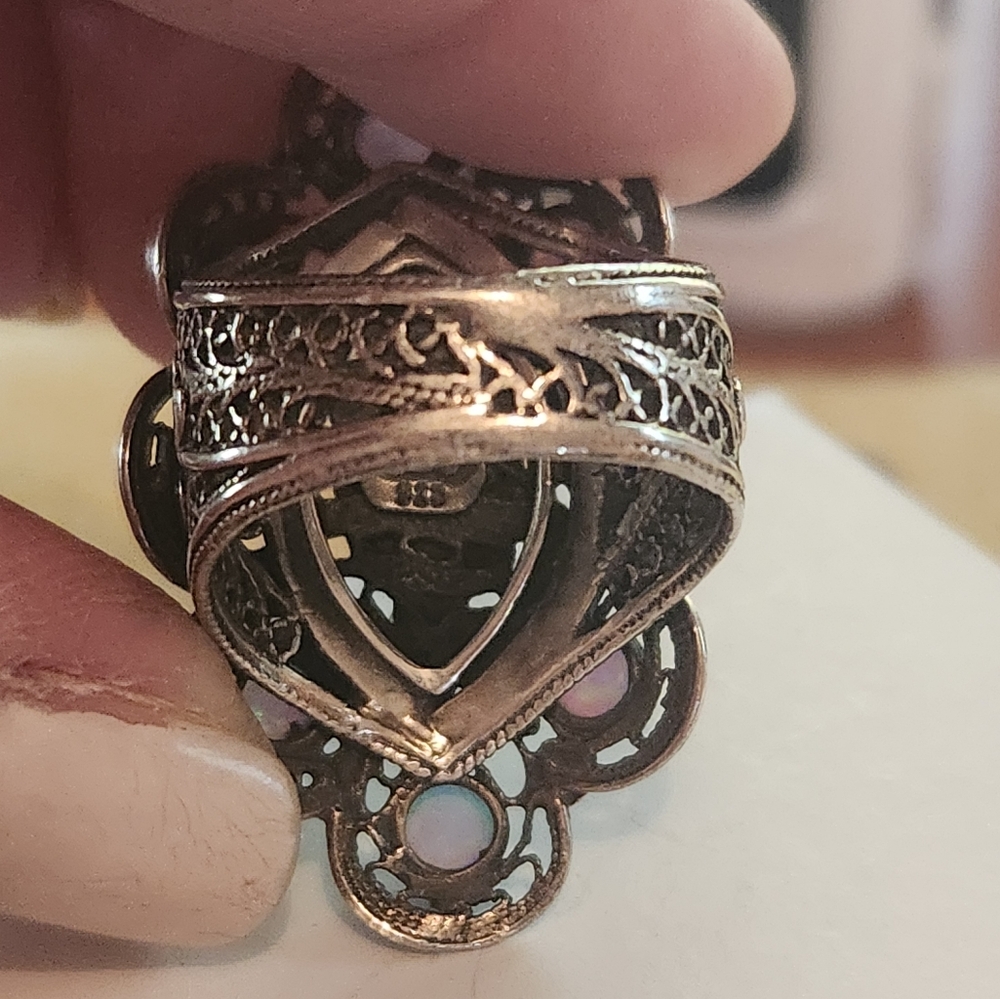 Australian Blue Opal Ring set in Heavy Sterling sz 7 Natural Earth mined. - Picture 5 of 9